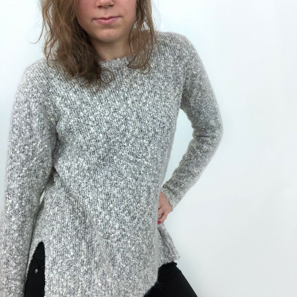 Buffalo David Bitton Gray White Knit Long Sleeve Sweater Women's Size Small